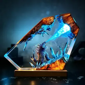 King of Monsters God.zilla Atomic Blast Diorama, Handcrafted Epic Kaiju Ornament, Aesthetic Room Desk Decor Movie Gift for Him Art Figurine