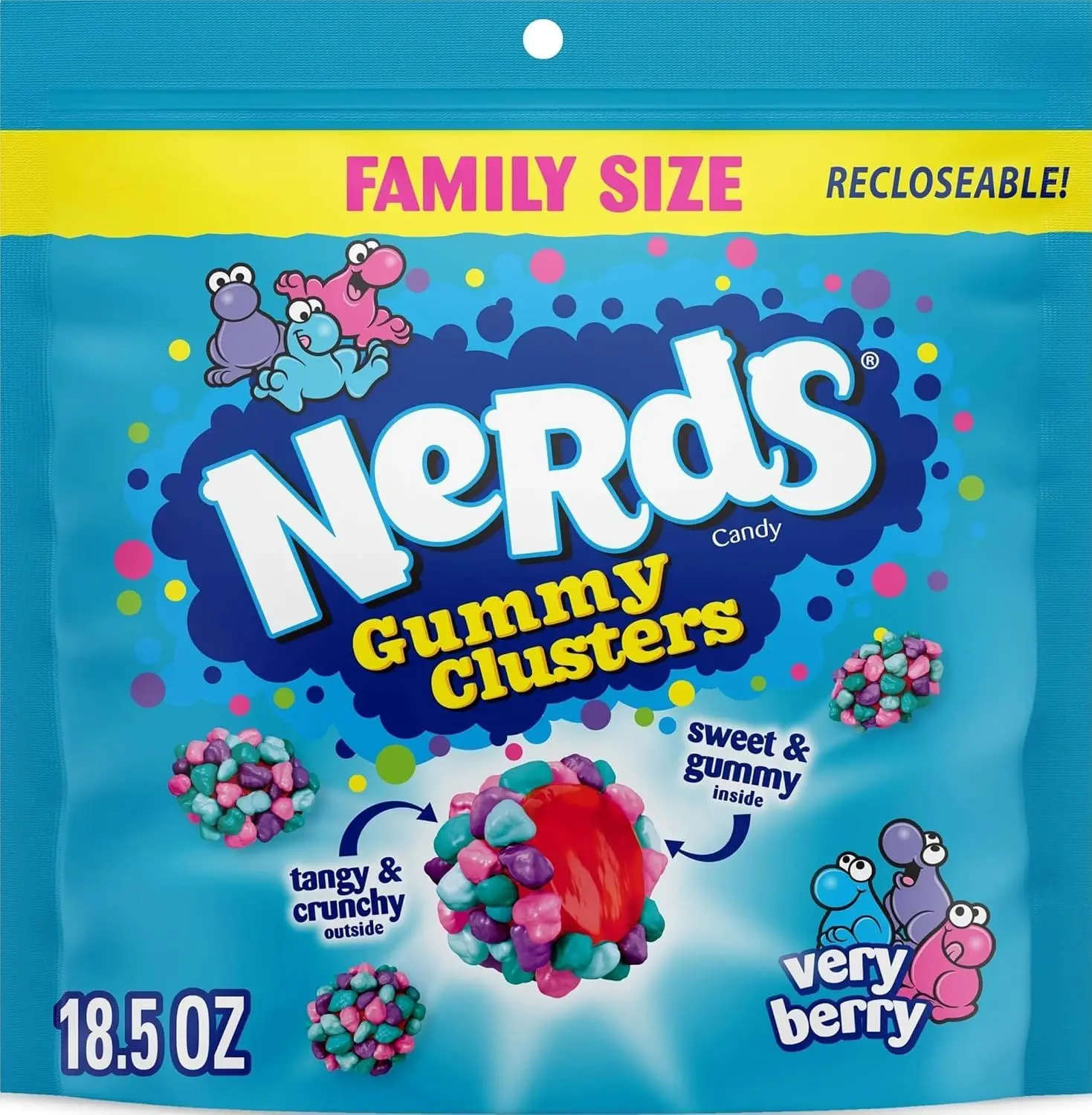 NERDS Gummy Clusters Rainbow Candy, Treat Size Packs, 30 oz, 60 Ct