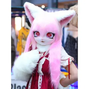 Cute Headset Furry Kig Cosplay Mask Paw Head Base Comiket Furry Fursuit Kigurumi Animal Cat Rabbit Doll Beast Costume