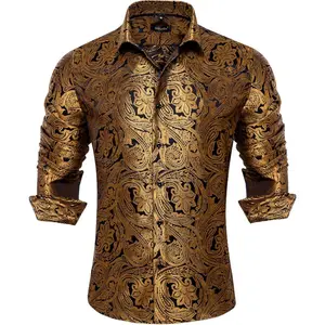TOP  Paisley Dress Shirts for Men Long Sleeve Button Down Shirt Casual Regular Fit  Shirts Wedding Party Menswear