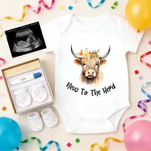 Soft Baby Bodysuit Cow With Flower Crown Print 100% Pure Cotton Non-Irritating Snap Closure Breathable Perfect For Gifting & Everyday