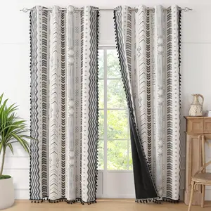 Boho Blackout Curtains 2 Panels 63 Inch Black White Western Southwest Aztec Thermal Black Out Patterned Curtain Drapes for Living Room Bedroom
