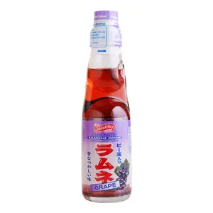 SHIRAKIKU Japanese Grape Ramune Soda Drink - 200ml Bottle, Fun Marble Soda for Kids & Adults