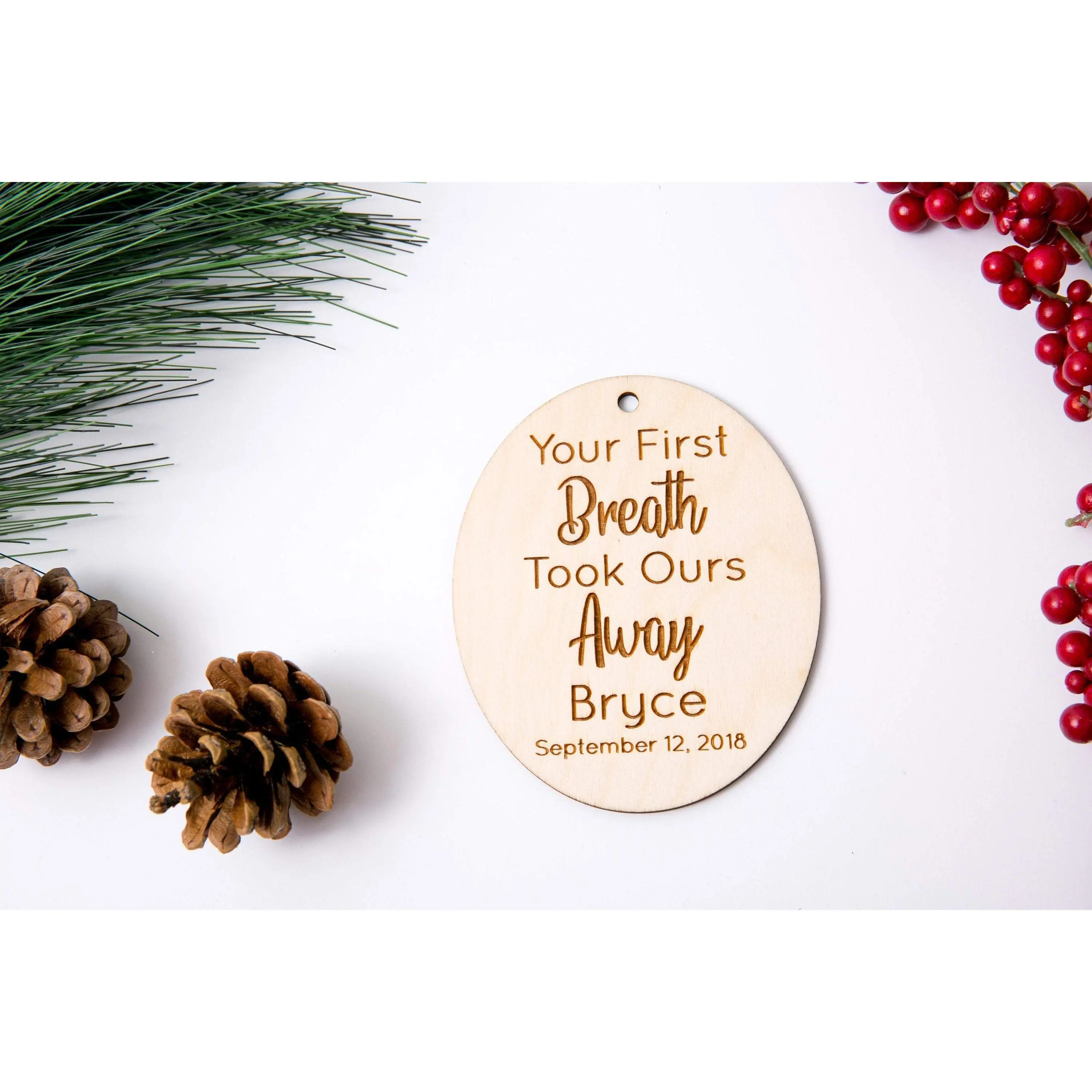 Your First Breath - Personalized Newborn Christmas Ornament with Photo