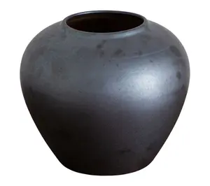 Nearly Natural 7" Black Round Urn Vase