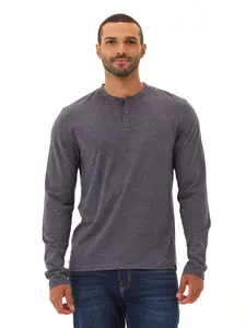 Braeden Black Fleck Long Sleeve Triblend Henley