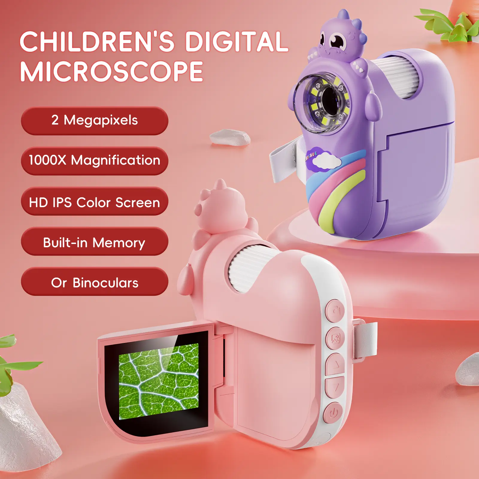 INSKAM 3-in-1 Adventure Microscope - 100x-1000x Handheld Mini Kids Educational Tool, 2-in LED Screen, 8 LED Lights, Adjustable Light Source, Built-in Telescope, Rechargeable Camera for Photos/Videos, Windows/Mac Compatible, Photo/Video, Field Trips