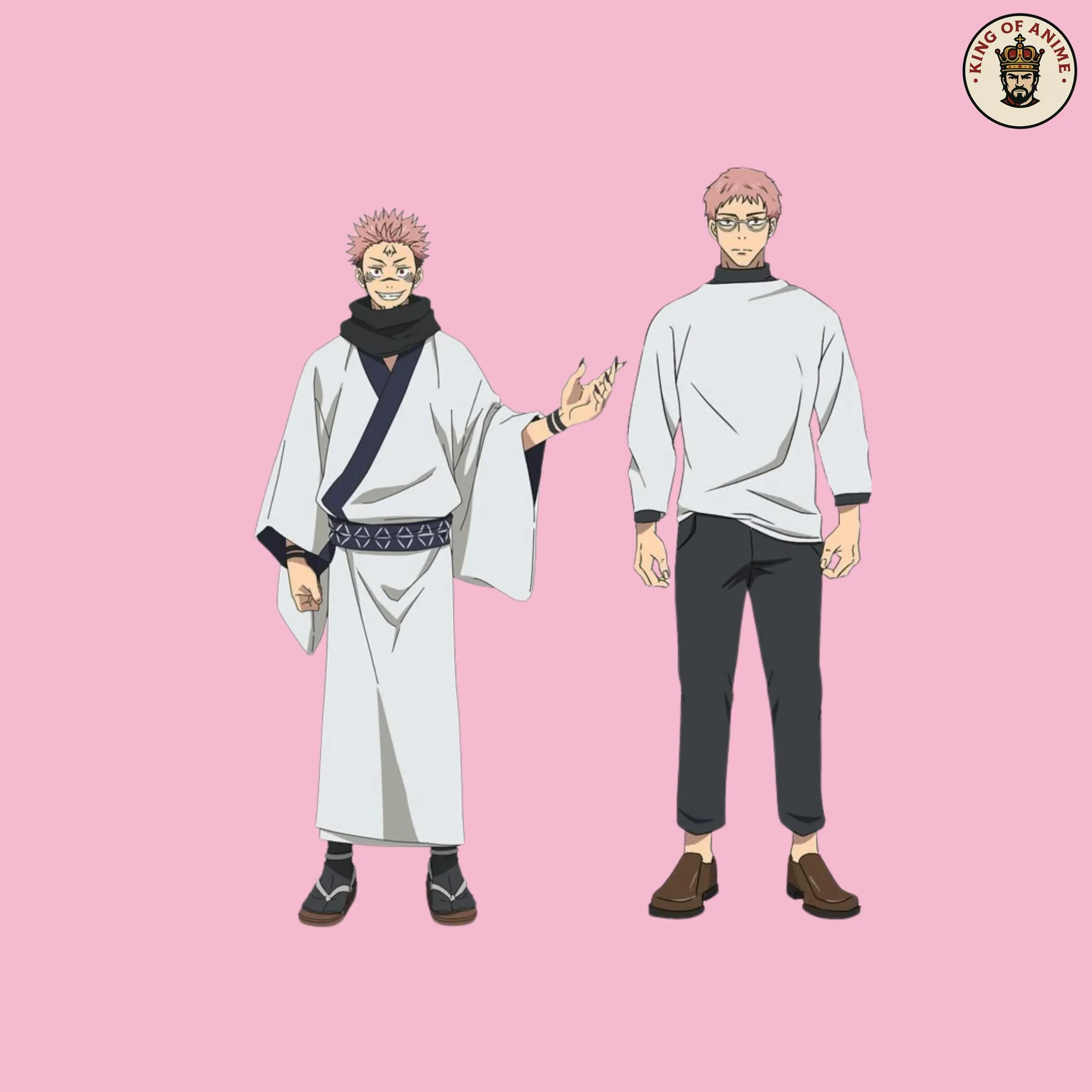 Yuji and Sukuna Duo Sticker, Vinyl Anime Sticker for Laptop and Water Bottle Decor, Cool Character Pair in Casual and Kimono Outfit