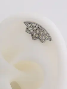 Boho Helix Earring, Geometric Mandala Lotus Flower Design, Silver Color Spiritual Jewelry, Unisex Ear Accessory, Perfect Gift