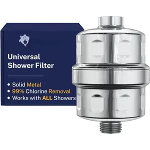 (R) Solid Metal Shower  Filter - KDF 55 Shower Filter, High  Universal Shower Filters to Remove   - Removes Chlorine and Heavy Metals - Chrome