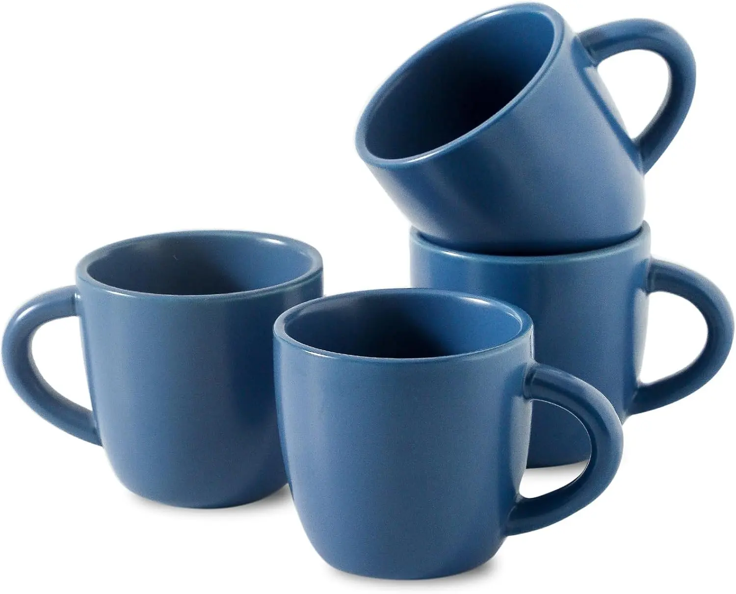 Cozy Morning Drink Must-Have｜HASENSE Blue Stackable Espresso Cup Set of 4, 5oz Mini Coffee Mugs For DIY Cappuccino, Tea & Household Juice Brewing