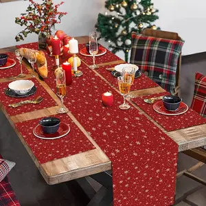 1 piece/4 piece/5 piece set/7 piece set, red Christmas snowflake table flag+placemat set, kitchen dining table decoration, suitable for kitchen coffee table party decoration, home dining table decoration, Party Decoration Supplies