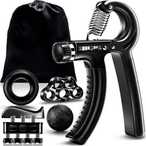 Hand Grip Strengthener Kit - Adjustable Resistance Gripper, Finger Exerciser, Stress Ball & Forearm Trainer 5-in-1 Set for Comprehensive Workout & Rehabilitation