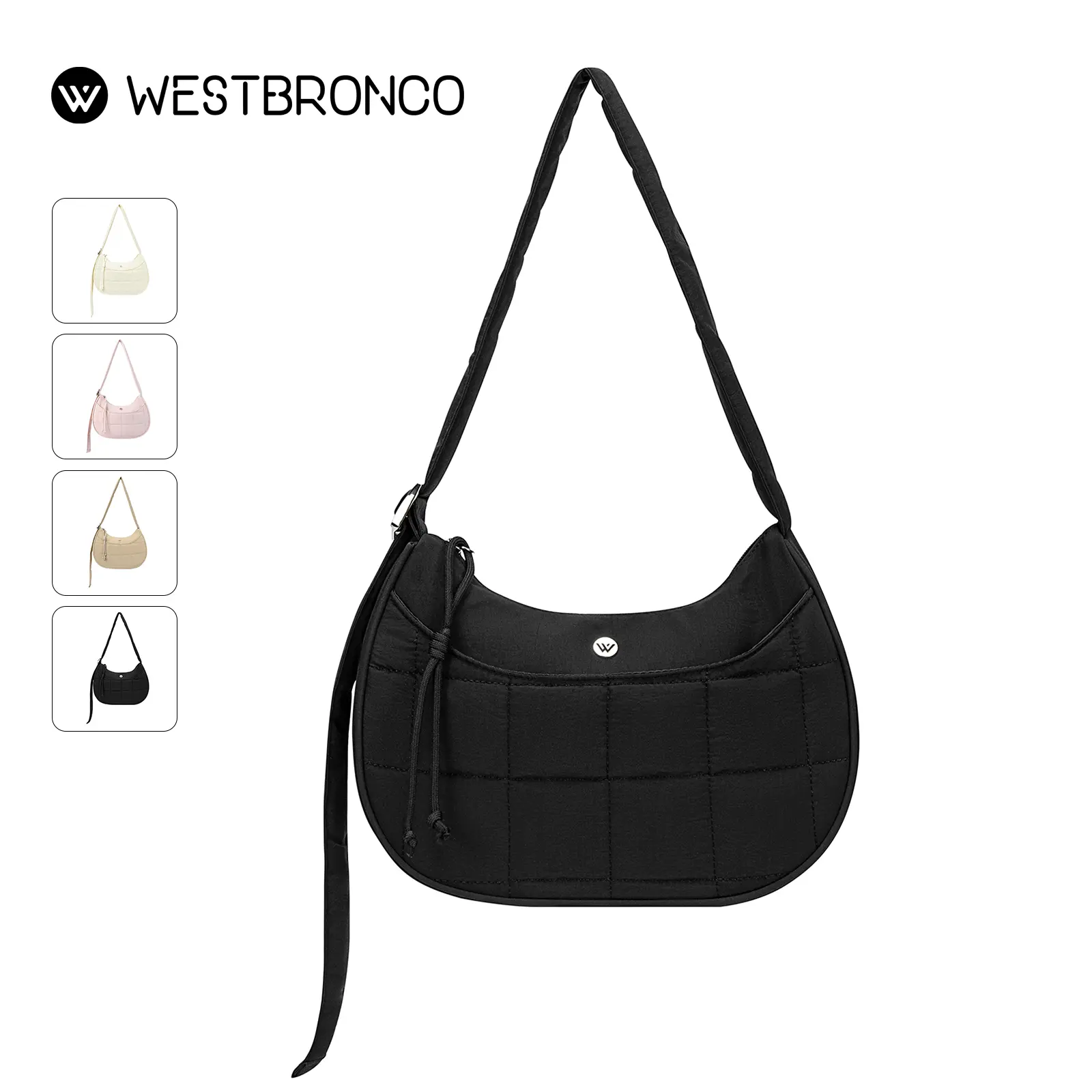 WESTBRONCO puffer fashion purse 2026 spring trendy new in chic handbag gift idea Puffer Waterproof Quilted Fashion Crescent Shoulde rbag for Women Girls Adjustable Shoulder Handbag gift for her