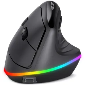 RGB Rechargeable    - USB+ Multi-Device LED Vertical  with 11 RGB Backlight Modes, 4800 DPI Adjustable, Ergo Mice for Windows and , Black