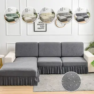 Essential Home Pet-Friendly Cotton Linen Waterproof Sofa Cover, Sofa Slipcover, Full Size Fit, Reusable Furniture Protector, Durable Living Room Accessory