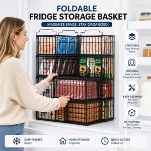 Stackable Freezer Organizer Bins Large Capacity Deep Freezer  Baskets for 5 to 7 Cu Ft Chest Freezer Heavy Duty Rust Resistant Metal Airflow Design Kitchen Pantry Organization Space Saving Stackable Removable Easy Access Food  2 4 6 8 Pack Storage hat tik