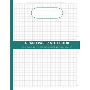 Graph Paper Notebook, 5 x 5 Per Inch, Quad Ruled, 1/5" Square, 120 Pages, 8  1/2 " x 11" Paperback: For College, University, Math, Science, Engineers, etc. with Number Markers & Table of Contents - Paperback