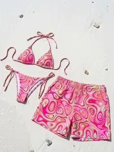 (Sale up 50%) Matching Couple Swimwear Set, Blue Palm Tree Bikini & Trunks, Tropical Beachwear, Honeymoon Anniversary Gift