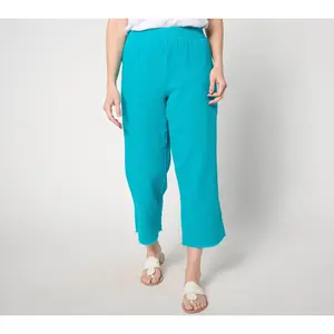 Belle Beach by Kim Gravel Petite Cotton Gauze Frayed Edge Pant