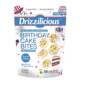 Drizzilicious USA 250 Birthday Cake Mini Rice Cakes, 8 oz. LIMITED EDITION