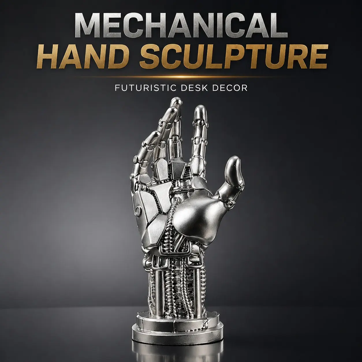Futuristic Mechanical Hand Sculpture, Cyberpunk Desk Decor, Cool Robot Hand Ornament for Office & Room, Resin Figure, Desk Ornaments
