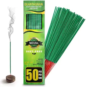 Mosquito Repellent Incense Sticks 50 Pieces per Box, for Patio/Natural Ingredients Citronella Oil/Lemongrass Oil/Made Natural Based Essential - DEET Free - Mosquito Repellent Outdoor