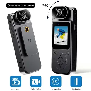 Body Camera 1080P Mini Vlogging Cam with IR Night Vision, 180° Rotating Lens & Magnetic Wearable Design,POV Action Camera for Cycling, Hiking, Skiing and Outdoor Recording