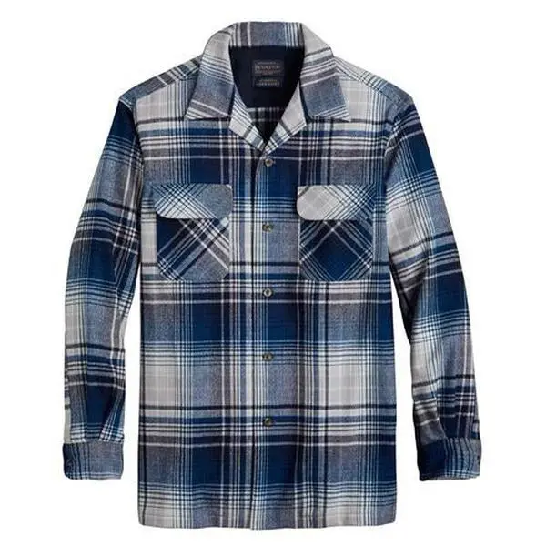 Pendleton Men's Casual Long Sleeve Wool Checked Board Shirt, 2022 Teal Plaid Menswear Fabric Top