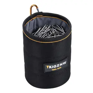 TKIGZNW Tool Pouch Bag, Black Cylindrical Storage with Carabiner Hook, Heavy Duty Canvas Construction
