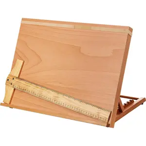 5-Position Drawing Sketching Board, Adjustable Portable Drafting Table Easel, Beechwood, , A2