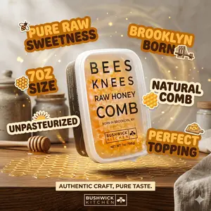 Bees Knees Raw Honeycomb | 100% Edible, All-Natural Gourmet Honey comb in Double Sealed Packaging | Acacia Honey with Sweet, Light Flavor | Foodie Gifts, Unique Cooking Gift Ideas (7 oz)
