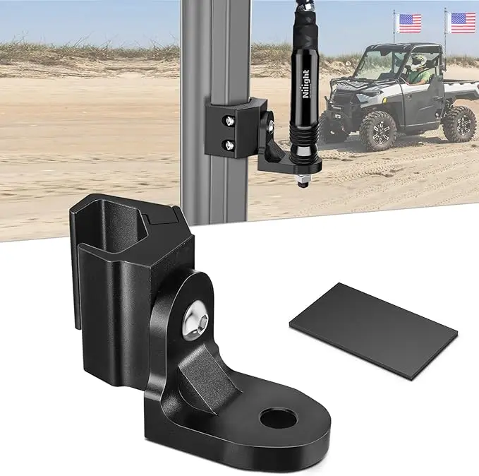 Nilight 12.5mm Bolt-On Powder Coated Carbon Steel Rear UTV Whip Light Mount, Adjustable Teeth & Mounts, Flag Antenna Bracket for Pro-Fit Cages, Polaris Ranger General & Can Am Defender Vehicle Accessory, Adjustable Mounts