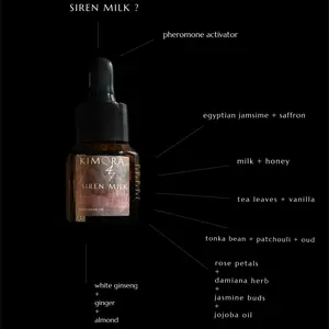 SIREN MILK - The Most Wanted Pheromone Oil + Perfume Oil + Egyptian Jasmine + Saffron + Milk + Honey + Ginseng + Ginger + Tonka Bean + Oud + Patchouli + Rose Petals + Damiana + Jasmime Buds 15ml