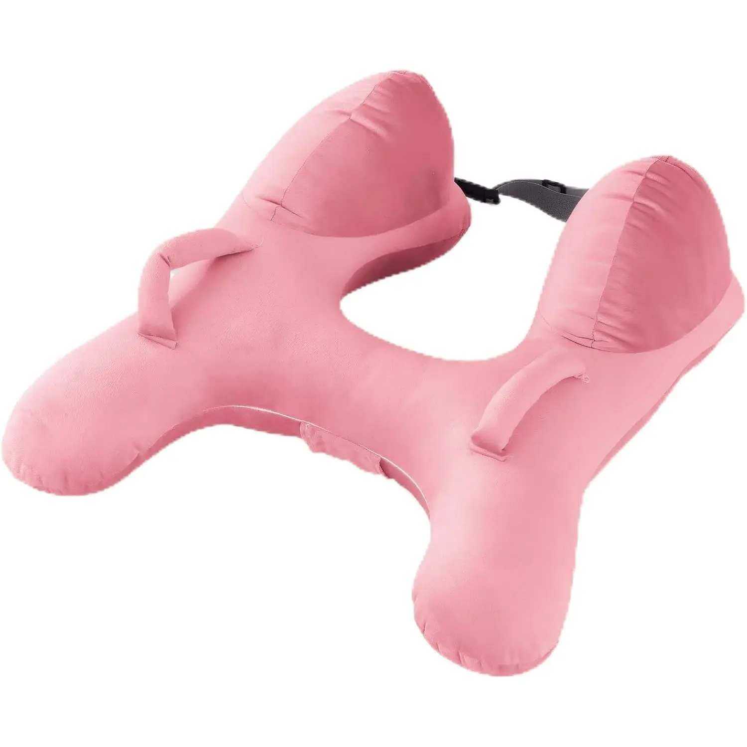 Travel Pillow for Kids Portable Car Pillow to Support Head Hand and Body for Long Journeys Removable H-Shaped Pillow with Safety Belt Rest Pillow for Toddlers Children Adults Airplane Pink