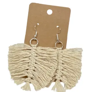 Handmade Boho Macrame Feather Earrings