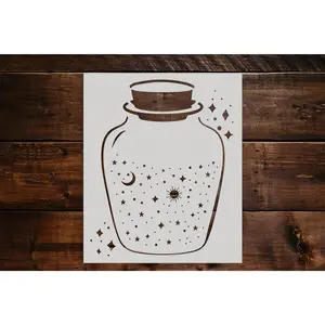 Jar full of Stars, the Sun and the Moon Stencil - Art and Wall Stencil