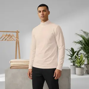 Men's Premium Mock Neck Pullover Turtleneck T-Shirt - High Neck Long Sleeve Sweater for Men, Comfortable Warm Casual Wear, Perfect for Fall Winter Layering, Fashionable Basic Knit Top