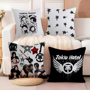 Rock Band T-Tokios H-Hotels Pillow Case Soft short plush cushion cover with festive Christmas print breathable fabric and an invisible zipper adds warm cozy holiday vibes perfect for winter home décor