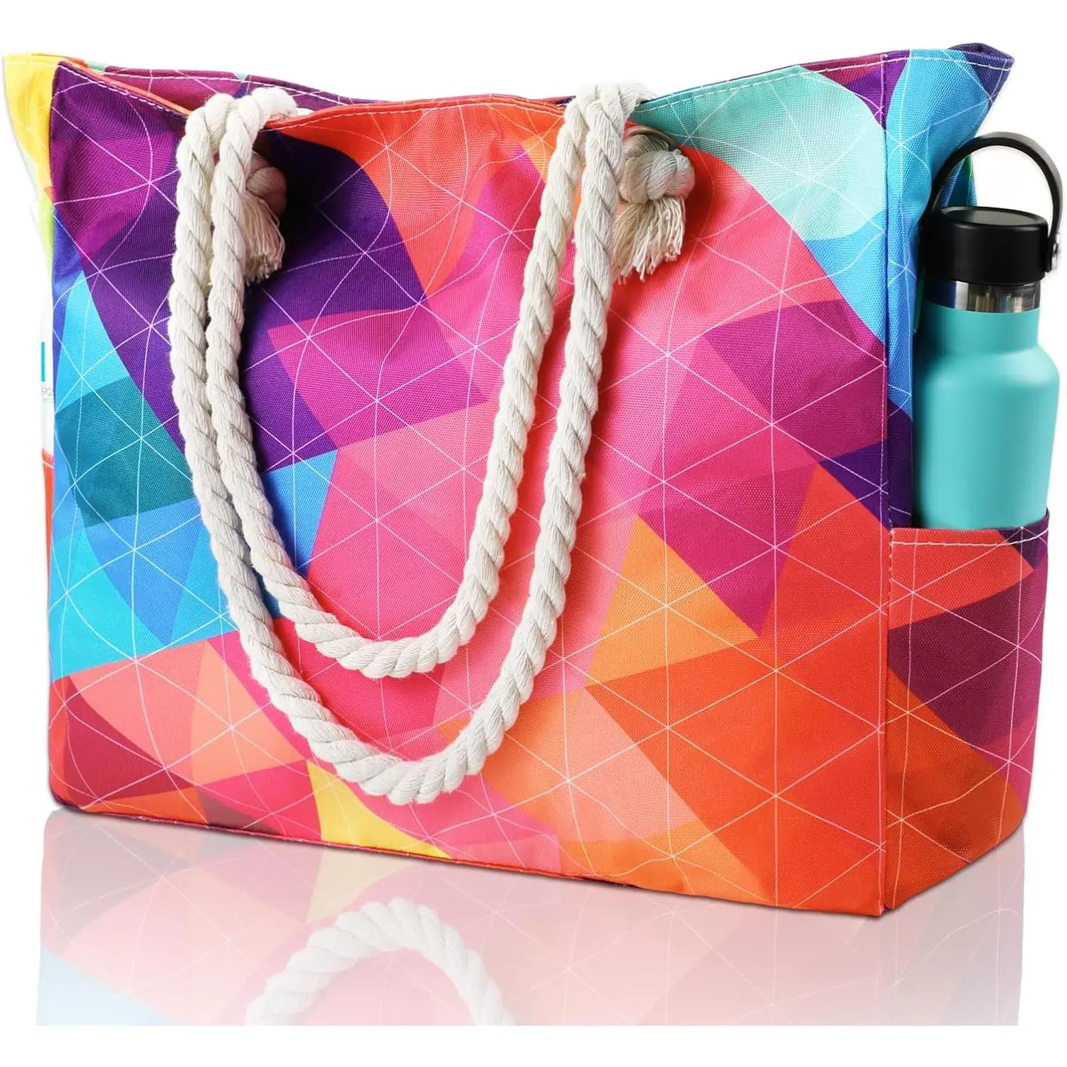 Clothirily Beach Bag for Women - Large Beach Tote Bag, Waterproof Sandproof Beach Bag with Zipper, Large Swim Pool Beach Tote