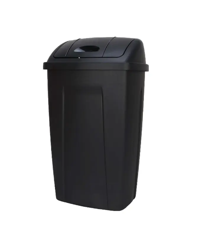 Mainstays 13-Gal Plastic Kitchen Trash Can with Swing-Top Lid, Black Home Care Bin