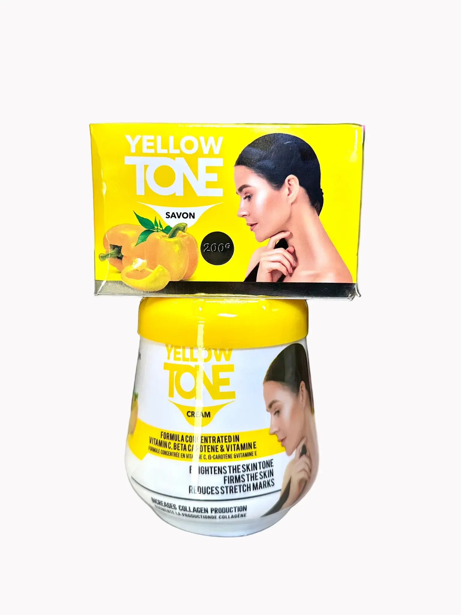 Yellow Tone Body Care Soap + Cream Skincare Set for Firming and brightening 