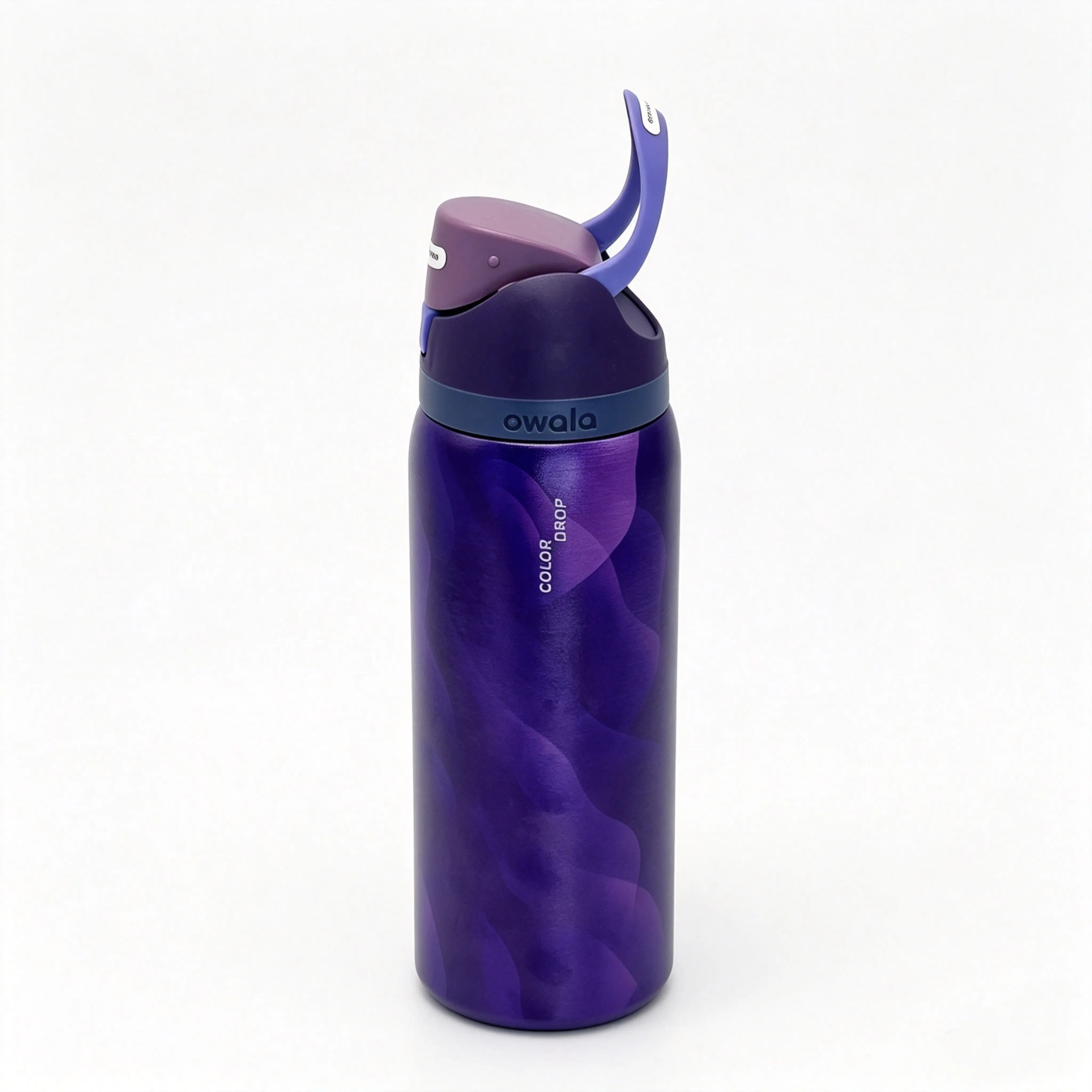 Shimmer Purple Wave Owala 32oz FreeSip Vacuum-Insulated Stainless Steel Drinkware, Built-In Straw Water Bottle for Everyday Adventures, Trendy Abstract Color Drop Reusable Cup
