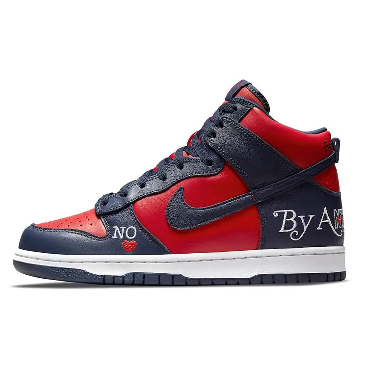 Nike X Supreme SB Dunk High By Any Means Red Navy' Retro Durable Non-slip Skate Shoes Men's DN3741-600