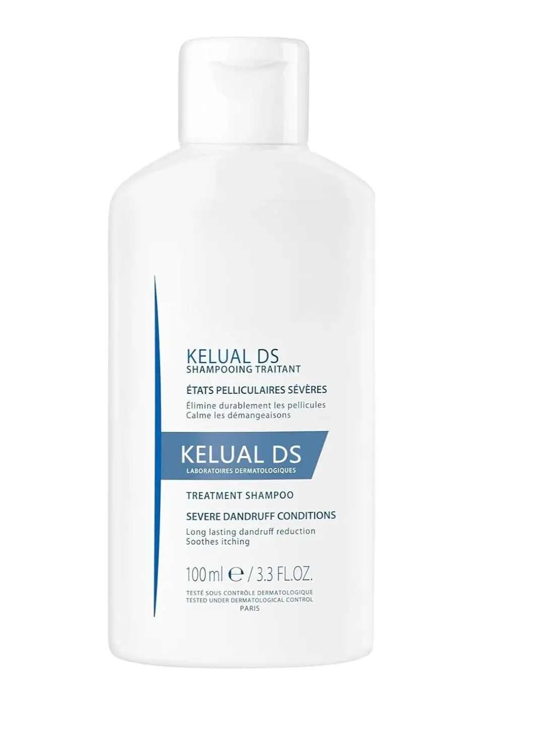 KELUAL DS Extra Strength Anti-Dandruff Shampoo, Treatment for Severe Dandruff and Itchy Scalp Relief, Long-Lasting Soothing Scalp Care, 3.3 fl oz, Extra Strength Shampoo