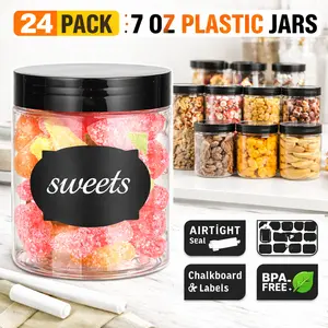24 Pack 7 oz Clear Plastic Jars with Lids – BPA Free Small Containers for Slime, Food Storage, Creams, Crafts