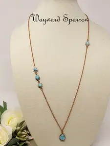 Wayward Sparrow Studio Larimar and Rose Gold Vermeil Necklace