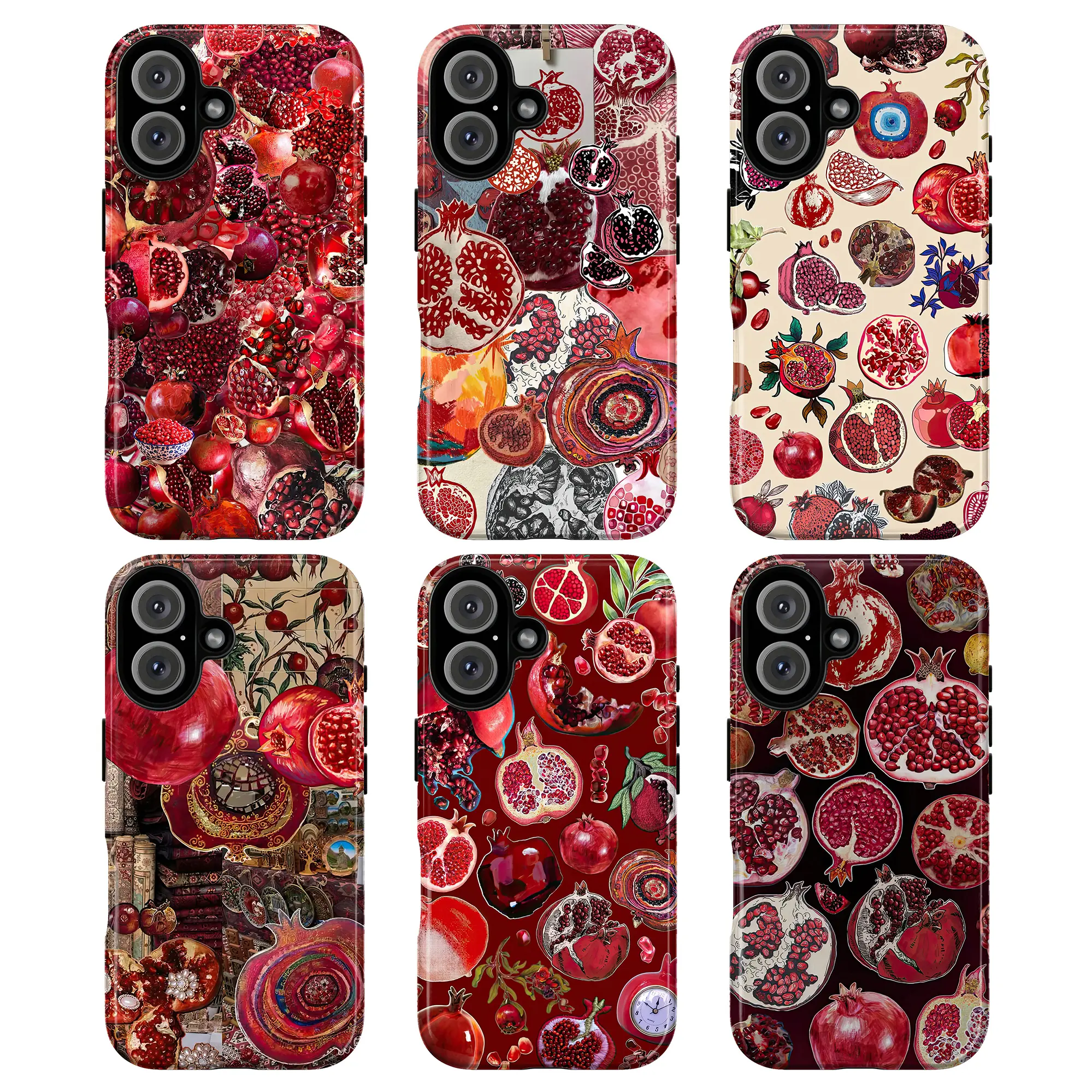 Vibrant Pomegranate Art TPU Smartphone Case - Shockproof, Waterproof, Durable Protective Cover for Cellphone, Bold Aesthetic Handheld Accessory, Gift for Loved Ones