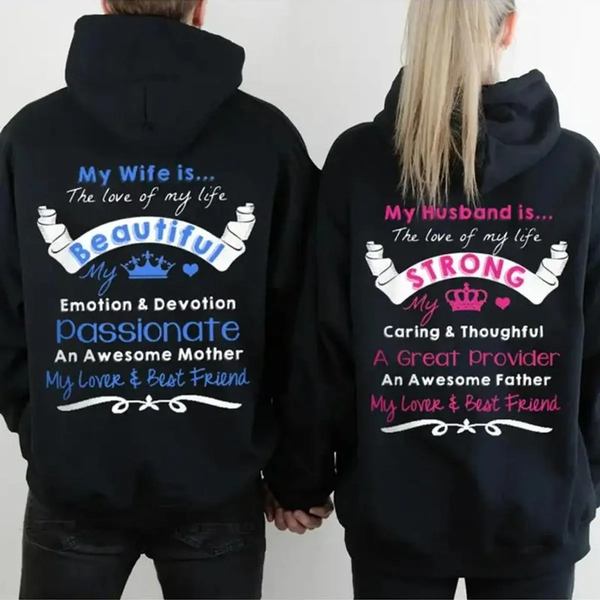 My Wife Husband The Love Of My Life Couple Matching Hoodies, Set Romantic Anniversary Gift Fleece Hoodie, Unisex Long Sleeve Pullover Shirt