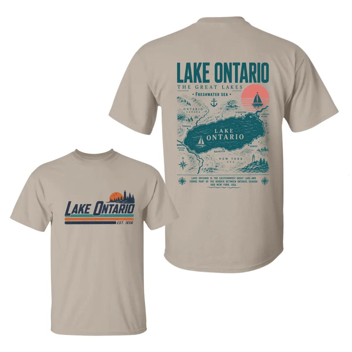 Lake Ontario 2sided T-Shirt, Great Lakes Resist Tee, Canada Lake Shirt, Ontario Vacation Gift, Coastal Sailing Travel Tee